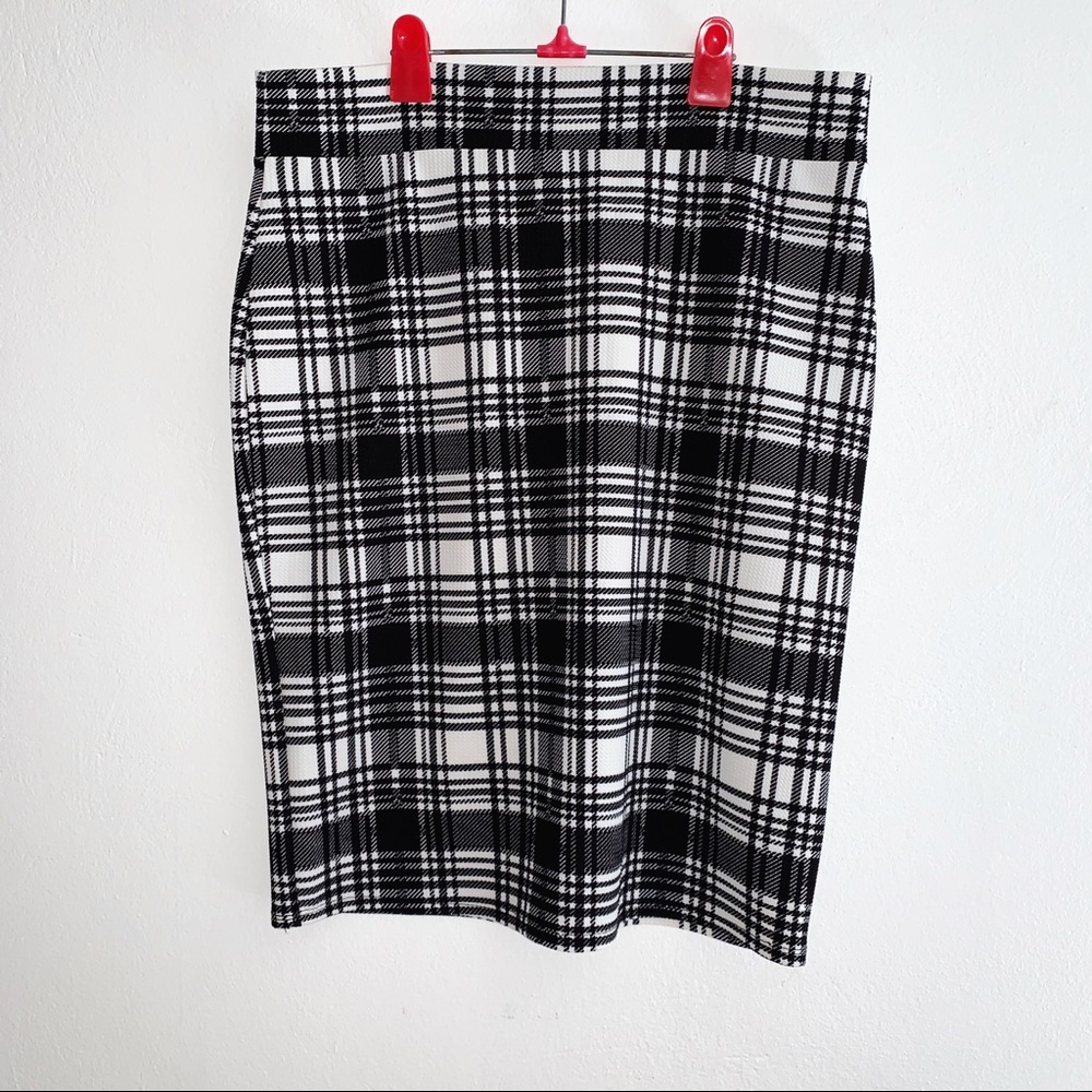 High Waist Plaid Pencil Skirt